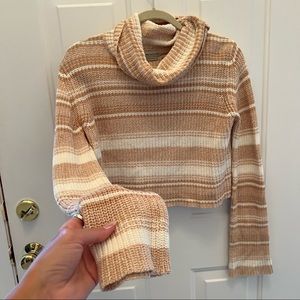 Cropped cowl neck sweater